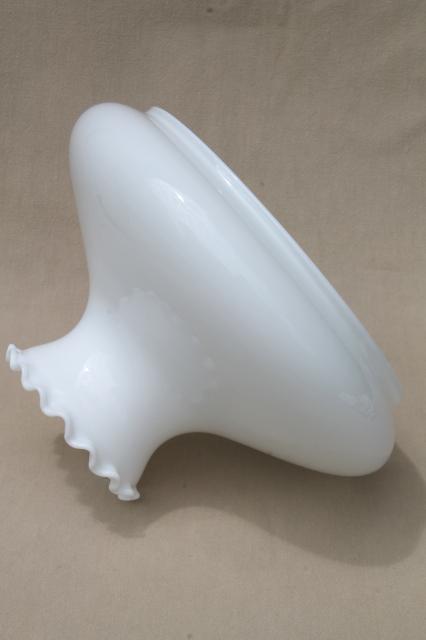 plain antique white milk glass shade for hanging light or table lamp, vintage replacement shade