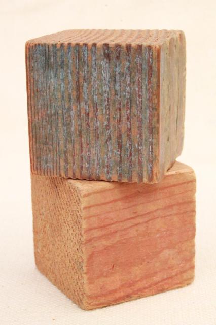 plain primitive handmade wooden blocks, 1930s depression era wood building block toy