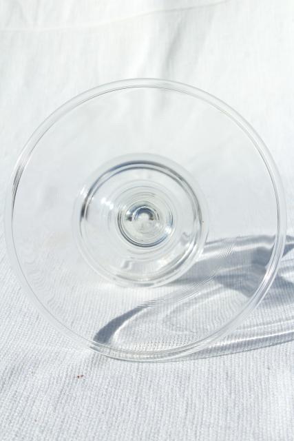 plain simple clear glass cake stand salver, vintage bakery pedestal plate