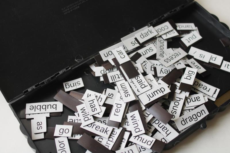 poetry kit magnet tile words, kids Magnepoem magnets for fridge, lockers etc