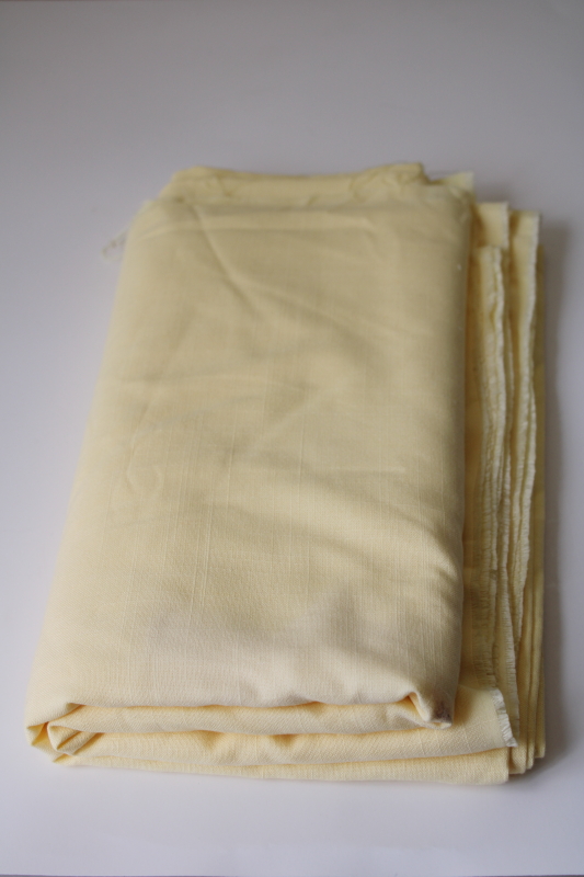 poly rayon blend linen texture vintage fabric, butter yellow 3 plus yds 60 wide