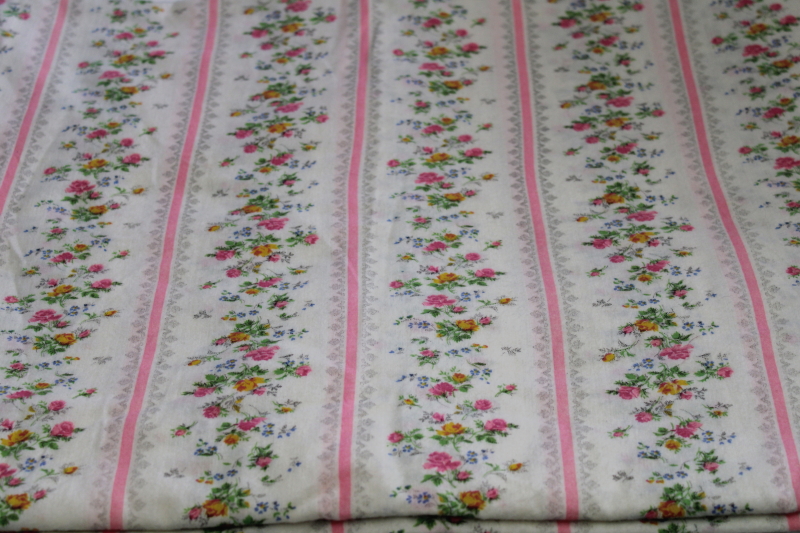 prairie girl cottage core vintage floral stripe print fabric, light soft poly cotton