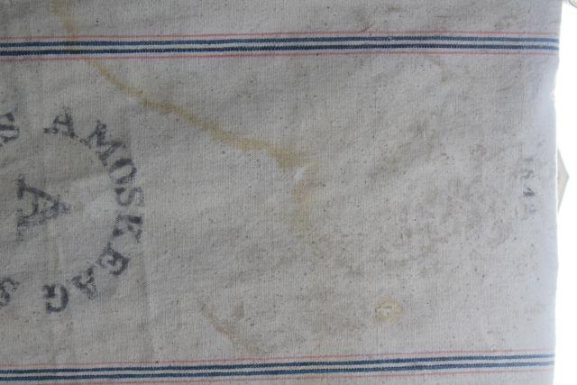 primitive antique feed sacks, striped grain sack seamless heavy cotton fabric bags