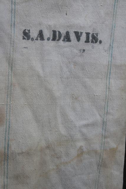 primitive antique feed sacks, striped grain sack seamless heavy cotton fabric bags