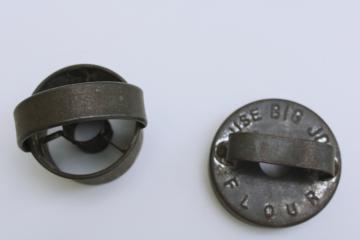 primitive antique tin doughnut and biscuit or sugar cookie cutters, Use Big Jo Flour vintage advertising