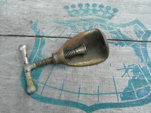 primitive antique vintage iron nut cracker with hand screw