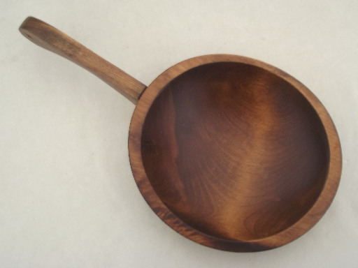 primitive dipper, pine wood bowl w/ stick handle, vintage peanut bowl