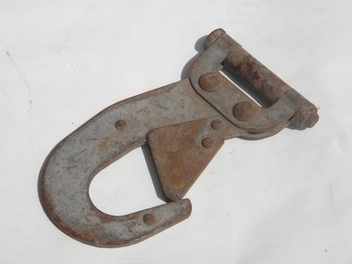 primitive large old iron safety hook from farm estate