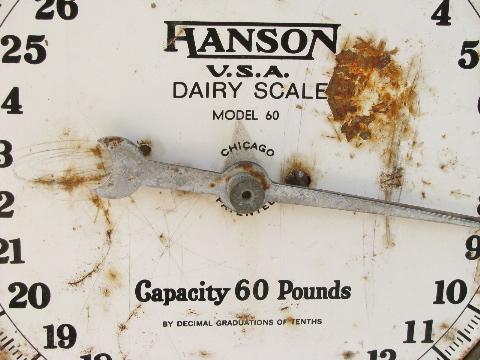 primitive old Hanson farm dairy milk 60 lb scale