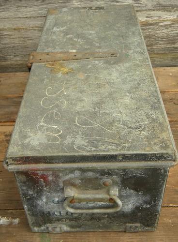 primitive old galvanized tool chest storage box, vintage garden shed