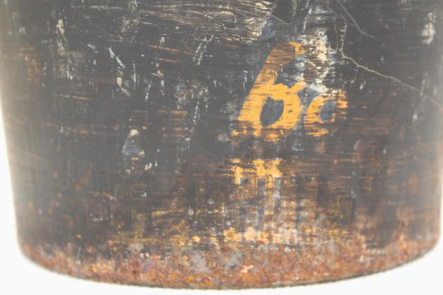 primitive old metal pail, antique vintage paint bucket, rustic rusty patina