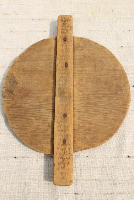 primitive old pine board wood lid, cover for antique vintage stoneware crock or churn