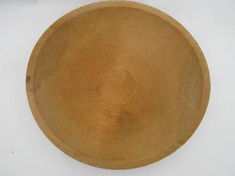 primitive old turned wood bowl, vintage woodenware salad or fruit bowl