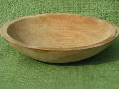 primitive old wood bowls lot, vintage American made woodenware, signed