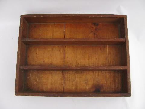 primitive old wood knife box, vintage flatware / kitchen utensil tray