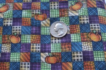 primitive patchwork print w/ pumpkins, soft washed cotton quilting fabric