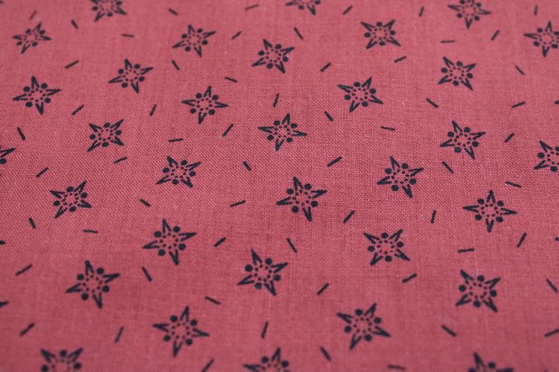 primitive style barn red / black tiny print cotton fabric, modern country rustic 