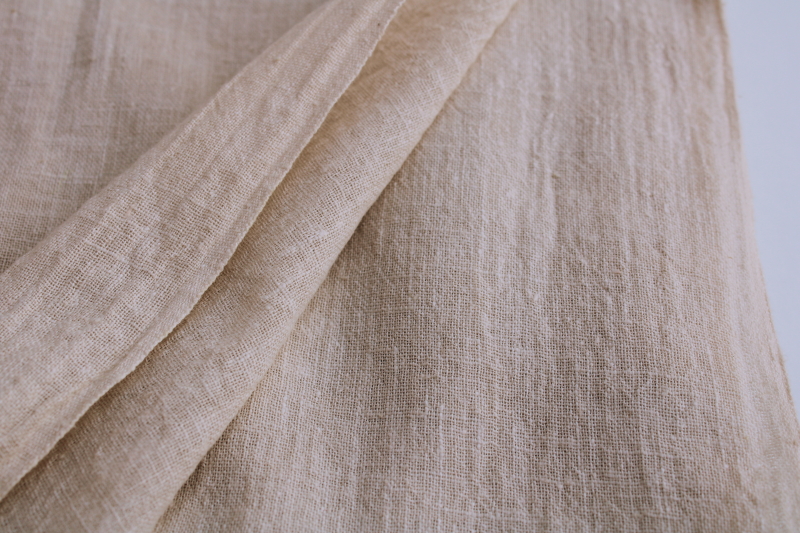 primitive style homespun weave cotton fabric, unbleached natural color like vintage flax linen