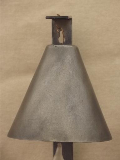 primitive style pewter lamp, electric candle stick lamp w/ bell shade 