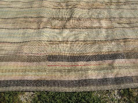 primitive vintage cotton rag rug, 10 1/2 ft x 16 1/2 ft, for eat-in kitchen, family room