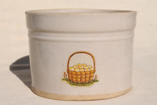 primitive vintage eggbeater bowl, round bottom stoneware crock beater jar