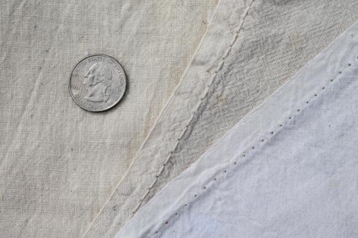 primitive vintage flour sack fabric, lot old cotton feed sacks some w/ stitching