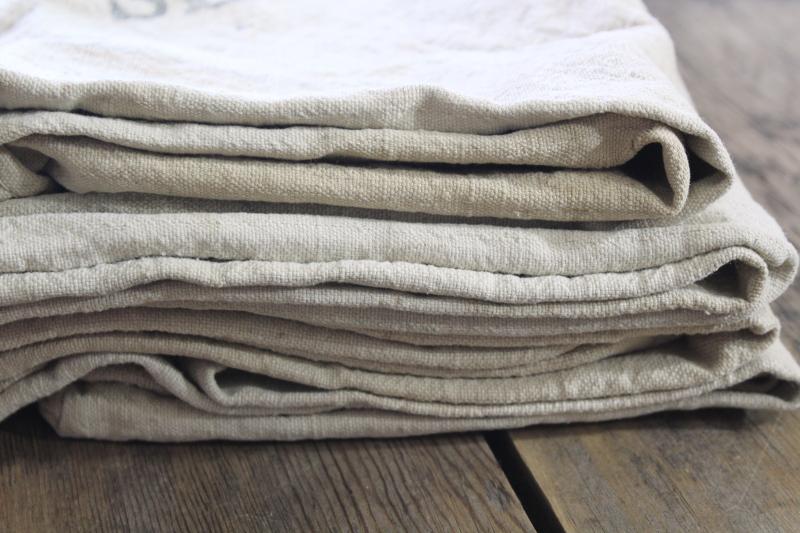 primitive vintage grain sacks, Bemis seamless heavy soft washed cotton feed bags