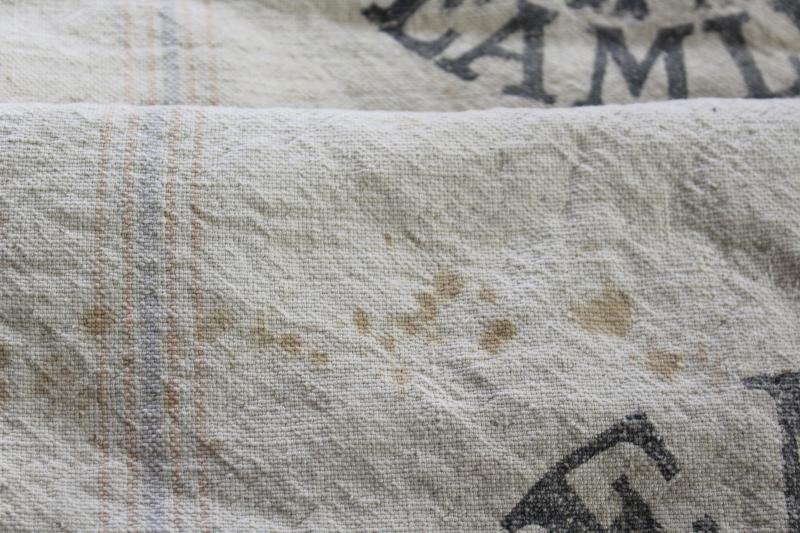 primitive vintage grain sacks, Bemis seamless heavy soft washed cotton feed bags