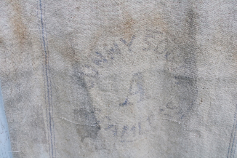 primitive vintage grain sacks w/ muted stripes, seamless type heavy cotton feed bags