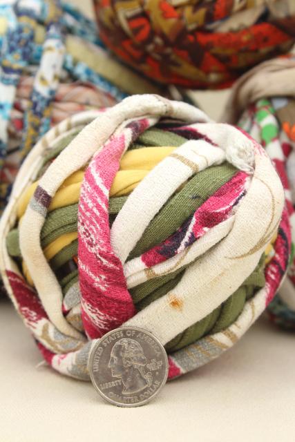primitive vintage rag balls, old cotton fabric rug ball bowl fillers, rustic country decor