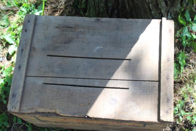 primitive vintage wood box, Eatmor Cranberries fruit crate, rustic farmhouse storage