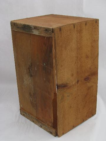 primitive vintage wood box w/ original old paper fruit crate label, Mt. Goat apples