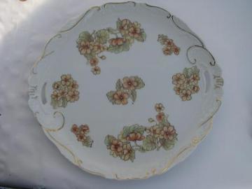 primroses floral, antique china sandwich or cake plate