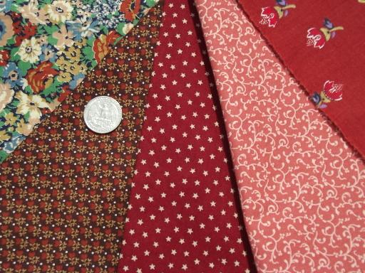 print fabric and scraps lot, tiny prints florals for quilting or doll clothes