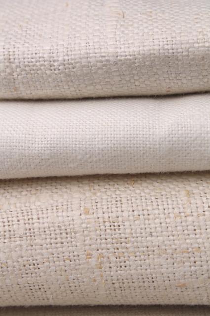 pure linen fabric for towels, runners or needlework - antique vintage fabric lot