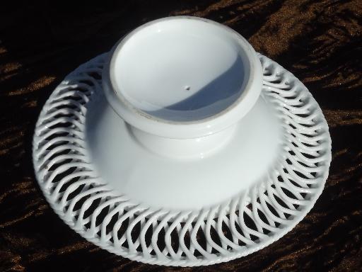 pure white porcelain lace edge bowl, vintage made in Japan china candy dish