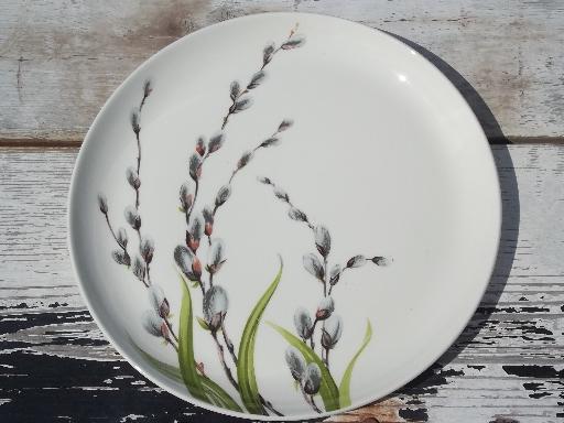 Pussy Willow Print 50s Vintage W S George China Dinnerware Set For 6 