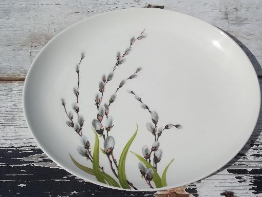 pussy willow print 50s vintage W S George china dinnerware, set for 6