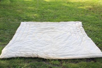 quilted heart old feather comforter or tick mattress in vintage unbleached cotton fabric