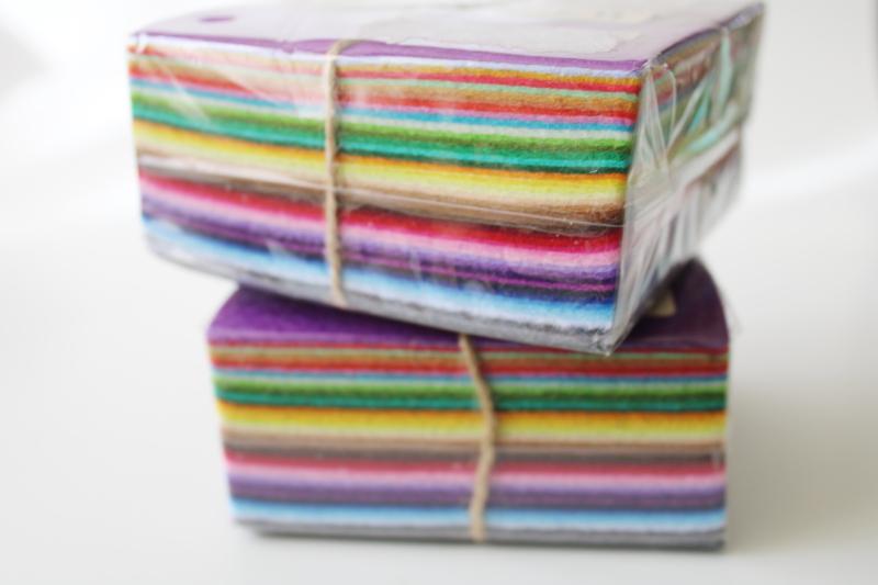 rainbow colors craft felt squares, Flic Flac light weight papery felted material