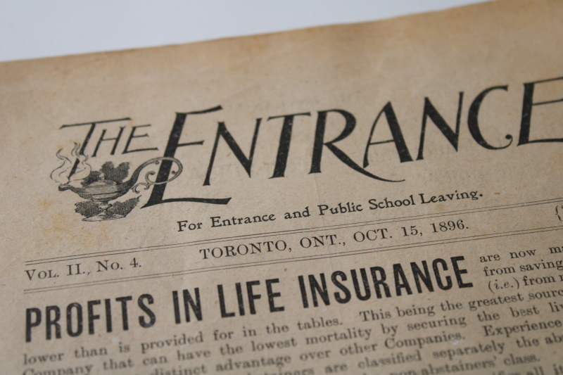 rare antique 1890s vintage The Entrance Toronto newspaper magazines, teaching school education