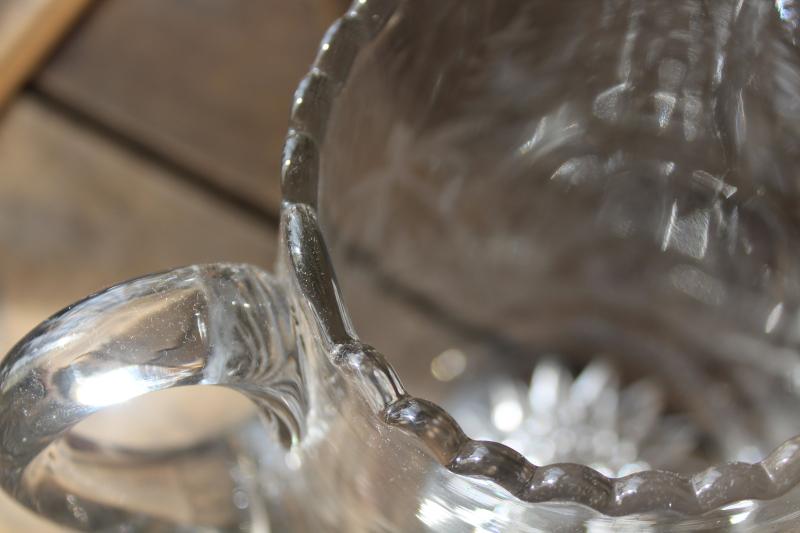 rare feeding swan pattern EAPG vintage glass lemonade pitcher & tumbler glasses