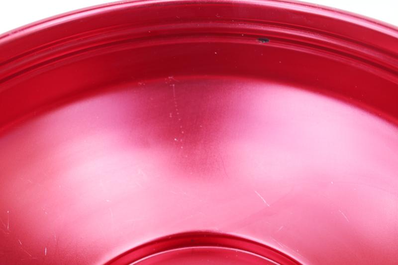 red anodized aluminum chip & dip bowls party set, mid-century vintage West Bend 