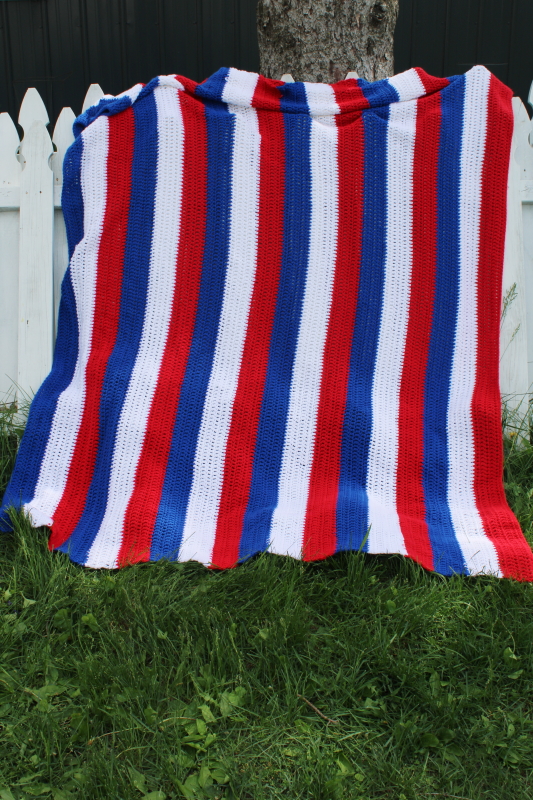red white blue crochet afghan American pride patriotic summer porch festival blanket