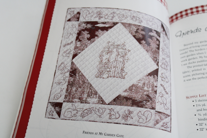 redwork embroidery books, full size vintage style designs to embroider red or blue