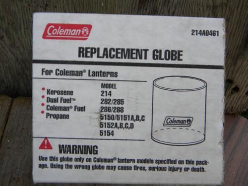 replacement glass globe for Coleman camping lantern - part no 214A0461
