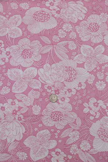 retro 1950s candy pink & white floral print vintage cotton fabric