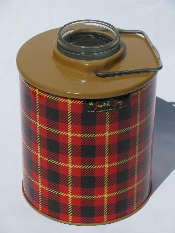 retro 1950s vintage Skotch tartanware plaid picnic jug cooler bottle