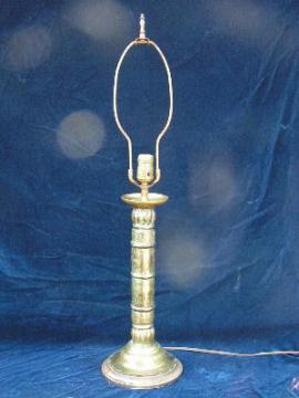 retro 60's tall brass lamp with etching