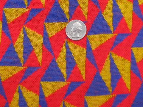 retro 70s-80s bright triangles cotton/poly jersey sweater knit fabric